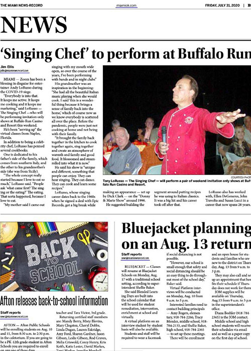 Singing Chef to perform at Buffalo Run